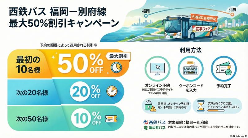 初夢フェア西鉄バス福岡別府線50%off